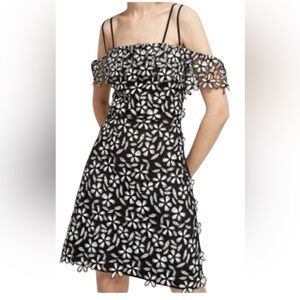 French Connection Fulaga Floral Lace Overlay Off The Shoulder Short Dress Size 8